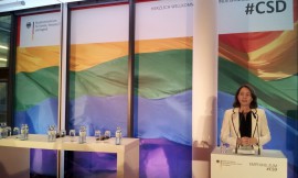 Bundesfamilienministerin Dr. Katarina Barley auf dem CSD-Empfang 2017; Foto: Axel Bach